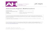 Advanced Higher Mathematics - SQA · 2019-05-31 · Advanced Higher Mathematics Course code: C847 77 Course assessment code: X847 77 SCQF: level 7 (32 SCQF credit points) Valid from: