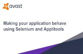 using Selenium and Applitools Making your application behave · Agenda 1. Testing at Avast - Windows Consumer Department 2. UI automation and testing - Selenium WebDriver - Behave