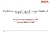 Chief Developmental Tester & Industry Test Lead Partnering ...€¦ · • Establish an organizational culture that provides a career path for Test and Evaluation professionals •