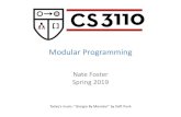 Modular Programming - Cornell University · Modular Programming Today’s music: "Giorgio By Moroder" by Daft Punk Nate Foster Spring 2019. Moog modular synthesizer Based in Trumansburg,