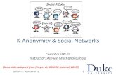 K-Anonymity & Social Networks - Duke University · K-Anonymity & Social Networks CompSci 590.03 Instructor: Ashwin Machanavajjhala Lecture 4 : 590.03 Fall 12 1 (Some slides adapted