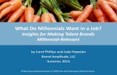 What Do Millennials Want in a Job? - 4A's They want employers that do more than say they right things, they must do the right things. • Corporate speak and jargon are turnoffs. Be
