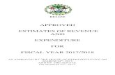 APPROVED ESTIMATES OF REVENUE AND EXPENDITURE FOR FISCAL ... · appendix c: summary of recurrent expenditure for fiscal year 2015/2016 236 - 237 appendix d: occupational categories
