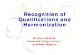 Recognition of Qualifications and Harmonization...Recognition of period of studies or credits, being part of a final qualification that is yet to be concluded. Recognition of non-formal