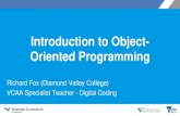 Introduction to Object-Oriented Programming...Most modern languages support OOP, it is simply an extension to an existing language. Popular choices include Python, JavaScript, C++,