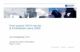 First quarter 2010 results & Embedded value 2009 · 2014-06-11 · First quarter 2010 results & Embedded value 2009 Jan Nooitgedagt, CFO . Analyst & Investor presentation May 12,