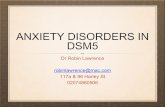 ANXIETY DISORDERS IN DSM5 - Public-i · DSM 5 Anxiety Disorders . ANXIETY DISORDERS Separation Anxiety Selective Mutism Specific Phobia Social Anxiety Disorder Panic Disorder Agoraphobia