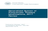 Generalized System of Preferences, Possible Modifications ... · United States International Trade Commission Generalized System of . Preferences: Possible . Modifications, 2017 Review
