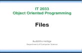 IT 2033 Object Oriented Programming - WordPress.comStreams • Stream: an object that either delivers data to its destination (screen, file, etc.) or that takes data from a source