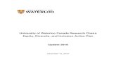 University of Waterloo Canada Research Chairs Equity ... · University of Waterloo Canada Research Chairs Equity, Diversity, and Inclusion Action Plan Update 2018 ... and Indigenous