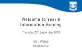 Welcome to Year 9 Information Evening · So KS2 Levels are can be translated to basic expectations; • L4 students from KS2 will be expected to achieve GCSE Grade 5 minimum • L5