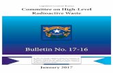 Bulletin No. 17-16 - Nevada Legislature€¦ · Bulletin No. 17-16 January 2017 Legislative Counsel Bureau Committee on High-Level Radioactive Waste In 1985, the Nevada Legislature