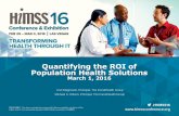 Quantifying the ROI of Population Health Solutions · •Number of people with chronic conditions is rapidly rising: – In 2000, 45% or 133 MM Americans, had at least 1 chronic condition