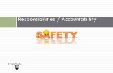 Responsibilities / Accountability · for safety (Safety Responsibility Matrix) Hold all employees accountable for their safety responsibilities Why? Reduce the occurrence of injury