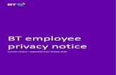 Employee privacy notice 23052018 - BT Plcwifiinourcommunity.bt.com/Careercentre/BTemployeeprivacynotice.pdfBT is a group of companies made up of BT Group plc and BT plc, and all subsidiaries