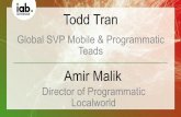 Todd Tran - Iab Italia – Associazione dedicata all'advertising ...€¦ · Todd Tran Global SVP Mobile & Programmatic Teads Amir Malik Director of Programmatic Localworld . PROGRAMMATIC