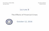 The Effects of Financial Crises October 12, 2016 · 10/12/2016  · and Financial Chronicle. • A banking panic requires accounts of a cluster of bank suspensions and runs. • A