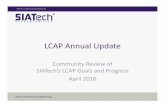 LCAP Annual Update - SIATech · • Site staff sharing best practices (CCSS & High‐effect strategies) • Preview of new LMS (Schoology) ContentArea Dates % of Sites English October