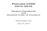 Petrolia CISD 2015-2016 · 2015-07-29 · ii Petrolia CISD Student Handbook Acknowledgement Form 2015-2016 The Petrolia Independent School District Board of Trustees approved the