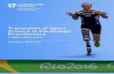 Translation of Sport Science to Paralympic Practitioners · Paralympic sports science with a view to enhancing Great Britain’s future Paralympic medal prospects.’ The PHC acknowledges