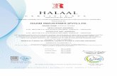 PRODUCED BY HAZIM INDUSTRIES (PVT) LTD.CERTIFICATE NO. HAL/072 IT IS HEREBY CERTIFIED THAT AS PER ADDRESSED PRODUCTS ON EIGHT PAGES OF ANNEXURE I PRODUCED BY HAZIM INDUSTRIES (PVT)