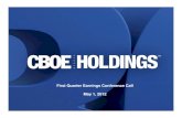First Quarter Earnings Conference Call May 1, 2012ir.cboe.com/~/media/Files/C/CBOE-IR-V2/quarterly-results/cboe-1q12... · First Quarter Earnings Conference Call May 1, 2012 CBOE