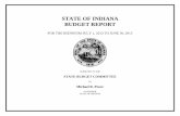 Indiana State Budget Agency - IN.gov · STATE BUDGET COMMITTEE By Michael R. Pence GOVERNOR STATE OF INDIANA . Actual FY 2012 Estimated FY 2013 Estimated FY 2014 Estimated FY 2015