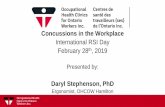 Concussions in the Workplace - OHCOW...What causes concussions in the workplace? The most common cause of workplace brain injuries overall are: • Slips, trips, falls • Being struck