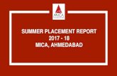 PLACEMENT REPORT 2016-17 MICA, AHMEDABAD€¦ · SUMMER PLACEMENT REPORT 2017 - 18 MICA, AHMEDABAD. 100% PLACEMENTS ACHIEVED 42% INCREASE IN FIRST TIME RECRUITERS 15% ... own MICAT,