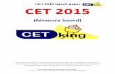 CET 2015 based paper CET 2015 - HOME NEW - CetKingcetking.com/wp-content/uploads/2015/12/MBA-CET-2015... · 2019-03-17 · CET 2015 based paper For classes | Shortcut workshops |