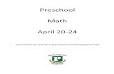 Preschool Math April 20 - pendleton.k12.or.us · Preschool Math April 20-24 School websites also have links to great websites for practicing grade-level skills. R Trace and Count