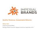 Quality Revenue, Sustainable Returns - Imperial Brands · Barclays Global Consumer Staples Conference: September 2016 Quality Revenue, Sustainable Returns. 2 | Disclaimer Certain
