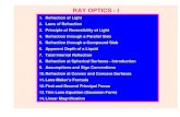 RAY OPTICS - I...RAY OPTICS - I 1. Refraction of Light 2. Laws of Refraction 3. Principle of Reversibility of Light 4. Refraction through a Parallel Slab 5. Refraction through a Compound