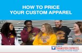 HOW TO PRICE YOUR CUSTOM APPAREL...• Where do you get your artwork? – Draw from scratch –costs time/money – Hire an artist –costs time/money – Buy art as needed –costs