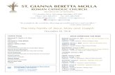 ST. GIANNA BERETTA MOLLA › wp-content › uploads › 2019 › 01 › ...Christmas Liturgy Schedule Mary, the Holy Mother of God Liturgy Schedule Monday, December 31 - 4:00 p.m.