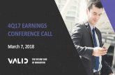 4Q17 EARNINGS CONFERENCE CALL · 2018-03-07 · CONFERENCE CALL March 7, 2018 . ... 1Q16 2Q16 3Q16 4Q16 1Q17 2Q17 3Q17 4Q17 2016 2017 4Q17 x 4Q16: -96.1% 4Q17 x 3Q17: -93.0% ... This