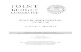 STAFF BUDGET BRIEFING FY 2017-18 JUDICIAL BRANCHstaff budget briefing fy 2017-18 . judicial branch . jbc working document - subject to change staff recommendation does not represent