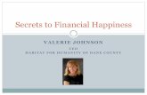 Secrets to Financial Happiness - Professional Development an… · Secrets to Financial Happiness. Who is Valerie? Money Can’t Buy Happiness Unhappy Easier Both Eat 10k or $7,700?