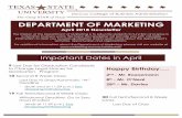 DEPARTMENT OF MARKETINGb4cd3b14-4b4c-4dde...DEPARTMENT OF MARKETING April 2018 Newsletter The mission of the Department of Marketing is to educate students to function and grow in