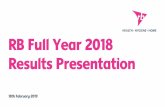 RB Full Year 2018 Results Presentation · This presentation contains statements with respect to the financial condition, results of operations and business of RB (the “Group”)