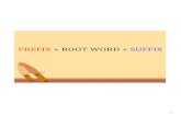 PREFIX + ROOT WORD + SUFFIX · 2016-02-19 · A suffix is a letter or group of letters added at the end of a word. Suffixes usually change the or part of speech, of the word (noun