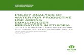POLICY ANALYSIS OF WATER FOR PRODUCTIVE USE AMONG ... · Productive Safety Net Program (PSNP) in Tigray were smallholders using irrigation systems. Consequently, irrigation has resulted