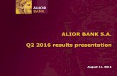 ALIOR BANK S.A. Q2 2016 results presentationd911c13d-f069-42c8-94f7-bbb31e5… · Net interest income 857 718 19 444 412 373 19 ... Trading result & other 163 164 -1 83 80 81 2 Operating
