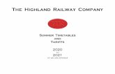 The Highland Railway Company - Andy Drummond · 2020-05-17 · The Highland Railway Company Summer Timetables and Tariffs 2020 to 2021 (if we are spared) Please Note This brochure,