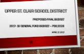 PROPOSED FINAL BUDGET 2017- 18 GENERAL FUND BUDGET – …€¦ · upper st. clair school district 2017-18 budget overview • revenues are budgeted to increase $2.95 million dollars