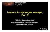 Lecture 6--Hydrogen escape, Part 2 - ISDC, Data Centre for ... 6_Hydrogen escap… · Lecture 6--Hydrogen escape, Part 2 Diffusion-limited escape/ The atmospheric hydrogen budget