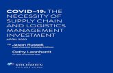 COVID–19: THE NECESSITY OF SUPPLY CHAIN AND LOGISTICS ...€¦ · supply chain and logistics management priorities and opportunities. ABOUT PJ SOLOMON Founded in 1989, PJ SOLOMON