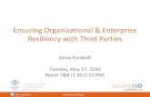 Ensuring Organizational & Enterprise Resiliency with Third ... · Ensuring Organizational & Enterprise Resiliency with Third Parties Geno Pandolfi Tuesday, May 17, 2016 ... Importance