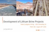 Development of Lithium Brine Projects - latam.srk.com · Pablo Cortegoso, M.Eng. - SRK Consulting US . Perth, WA - August 16. th, 2016 . Development of Lithium Brine Projects pcortegoso@srk.com