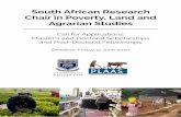 South African Research Chair in Poverty, Land and …...• your academic transcripts, • a South African Qualifications Authority certificate for those with foreign qualifications,